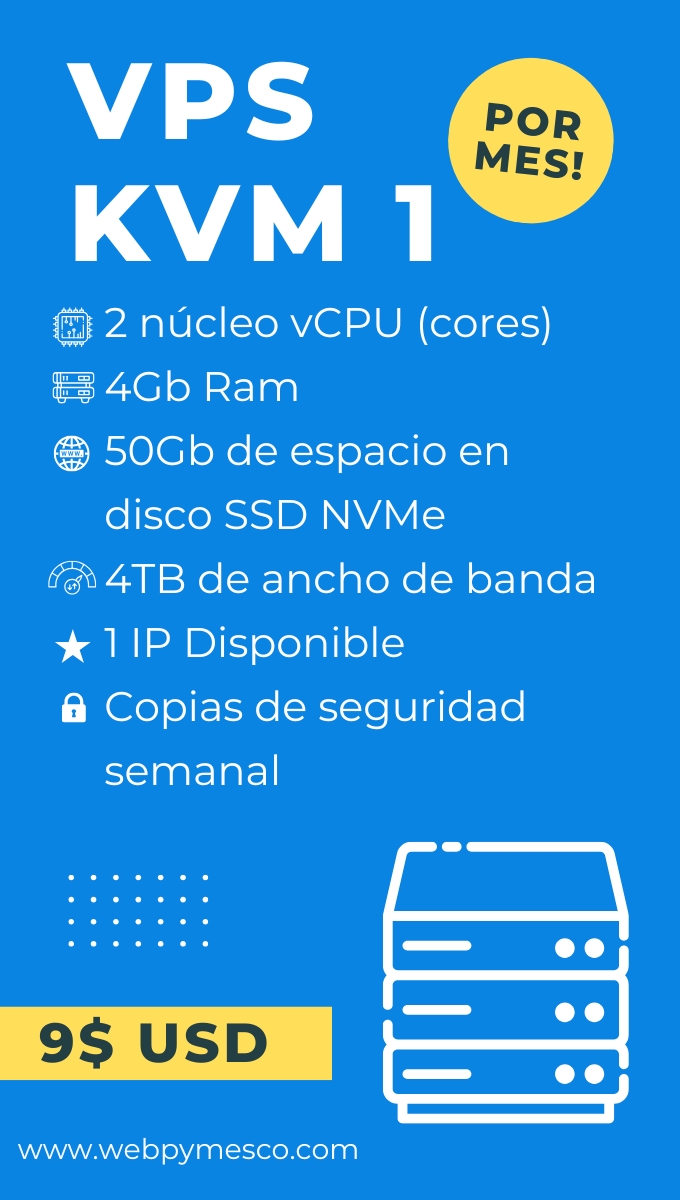 Servidor VPS dedicado hosting vps web administrador de sitios web en la nube 4.4